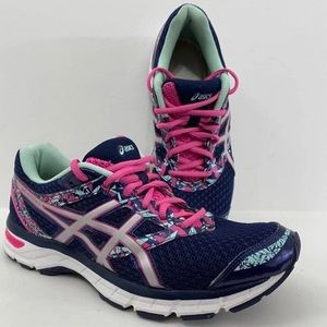 Asics Women's 10 Gel Excite blue Pink Lace up Walking Active Wear Shoes